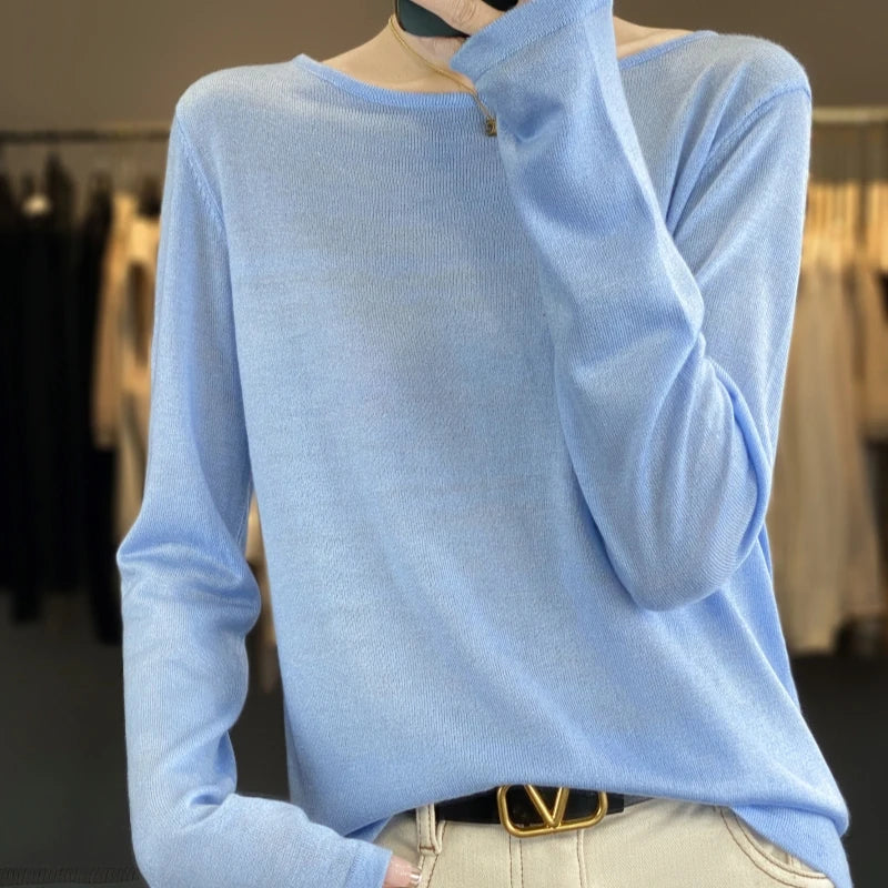 Damen Langarmshirt weiter Ausschnitt weiches Material