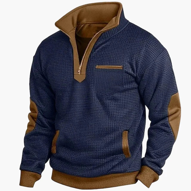 Herren Retro Sweatshirt mit Stehkragen – Stilvolles Freizeit- und Outdoor-Oberteil