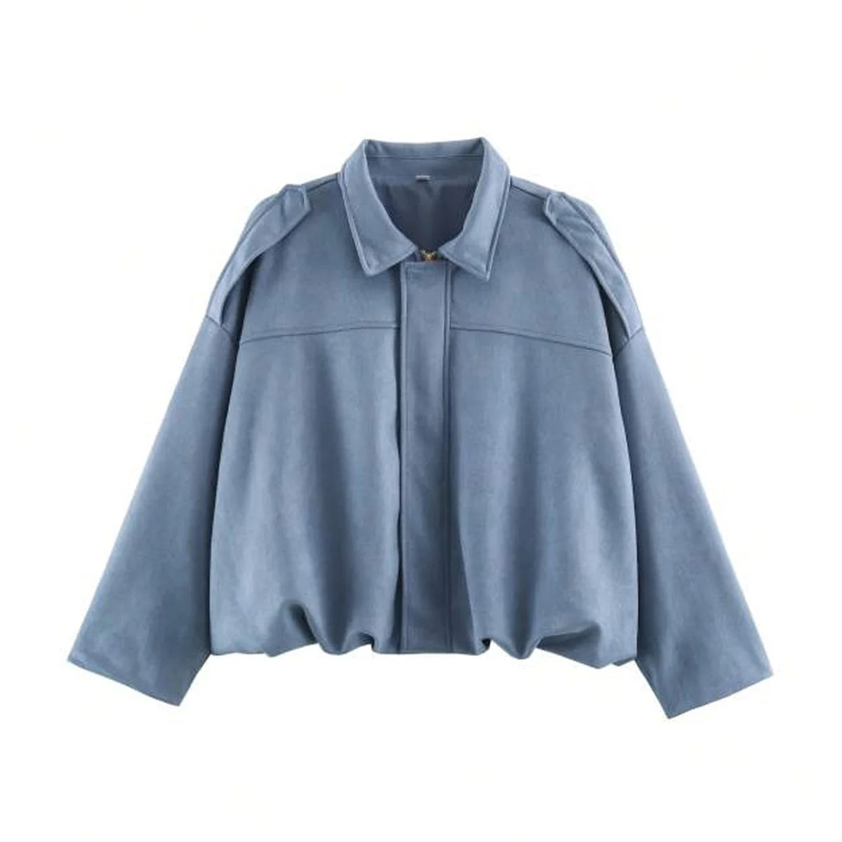 Damen Kurzjacke Oversize Cropped mit Kragen Braun