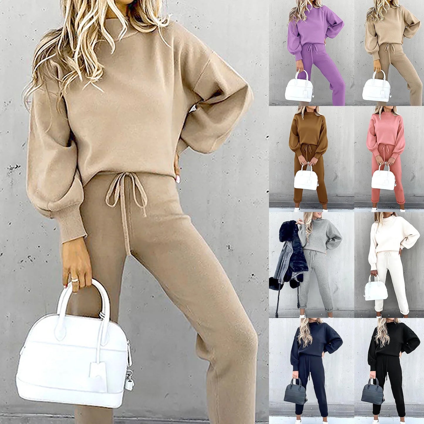 Damen 2-Teiler Lounge Set mit weitem Bein – Modischer Freizeitanzug für Alltag & Streetwear