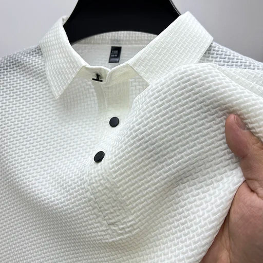 Herren Polohemd Modern Strukturiert Kurzarm Freizeit Eleganz