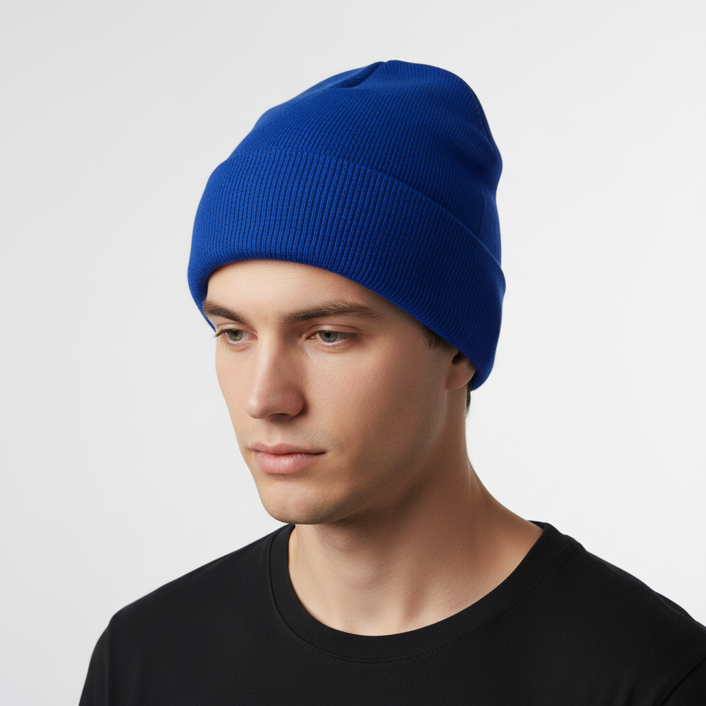 Unisex Mütze Gerippt Winter Beanie mit Umschlag in verschiedenen Farben