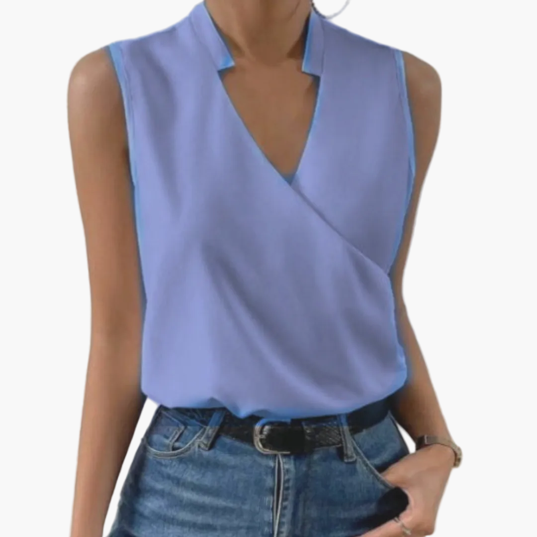 Damen Sommertop mit V-Ausschnitt – Elegantes ärmelloses Oberteil für Freizeit und Alltag
