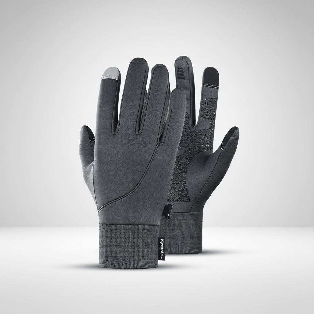 Unisex Touchscreen-Handschuhe Schwarz | Grau mit Rippbündchen & Anti-Rutsch-Grip