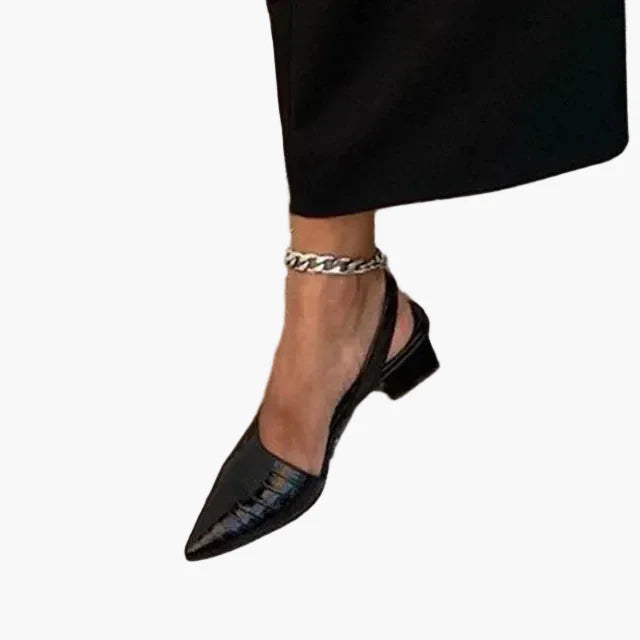 Damen Slingback Pumps mit spitzer Zehenpartie – Elegante Vintage-Sandaletten mit Blockabsatz für Alltag und besondere Anlässe