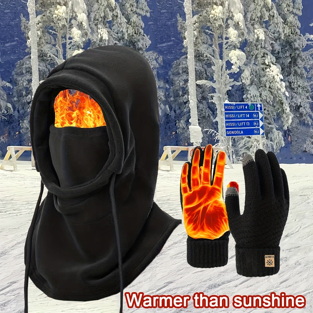 Winter Set Balaclava Handschuhe Socken Fleece Schwarz Unisex