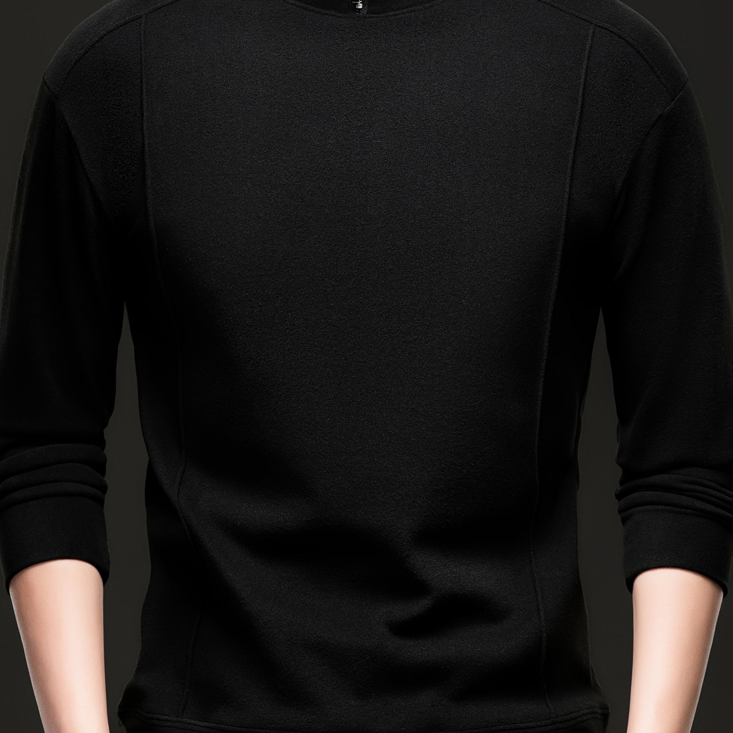 Herren Halb-Reißverschluss Sweatshirt Stehkragen Langarm Weiß