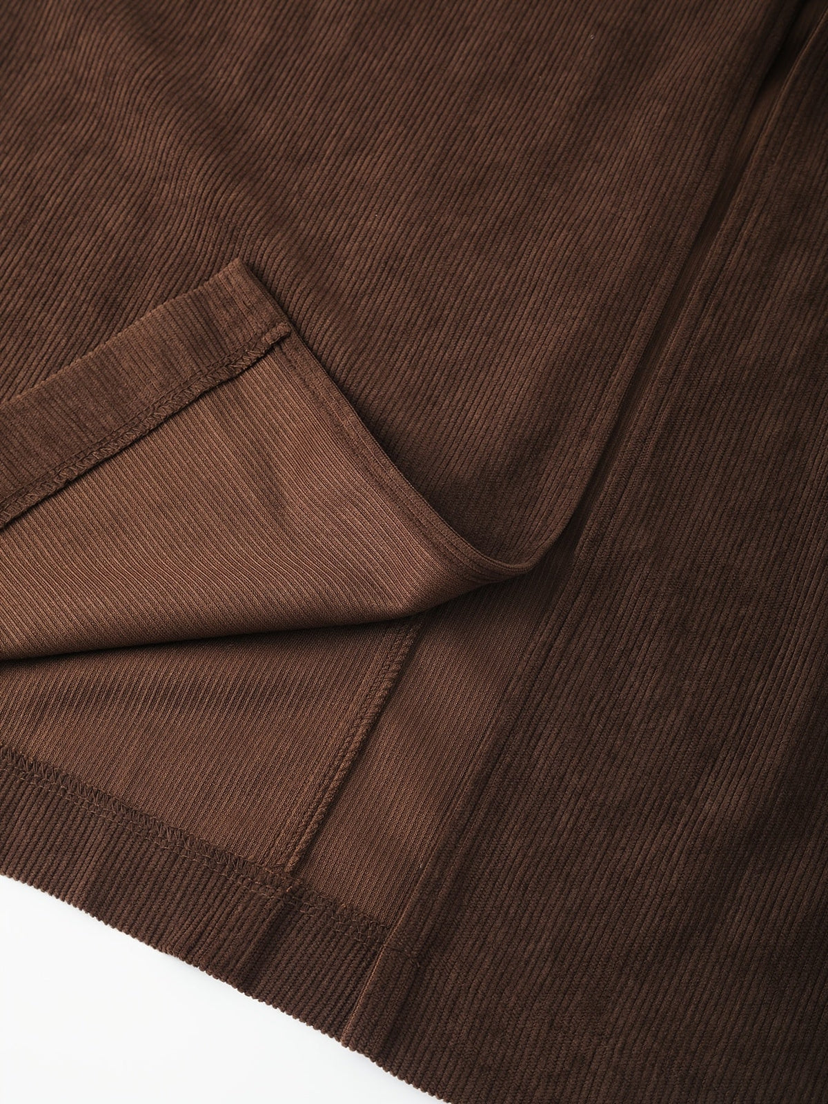 Damen Maxirock Cordoptik Dunkelbraun mit Schlitz