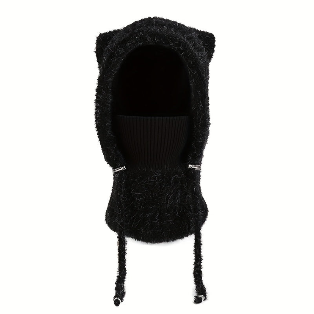 Strick Sturmhaube mit Kapuze und Ohren Winter Balaclava