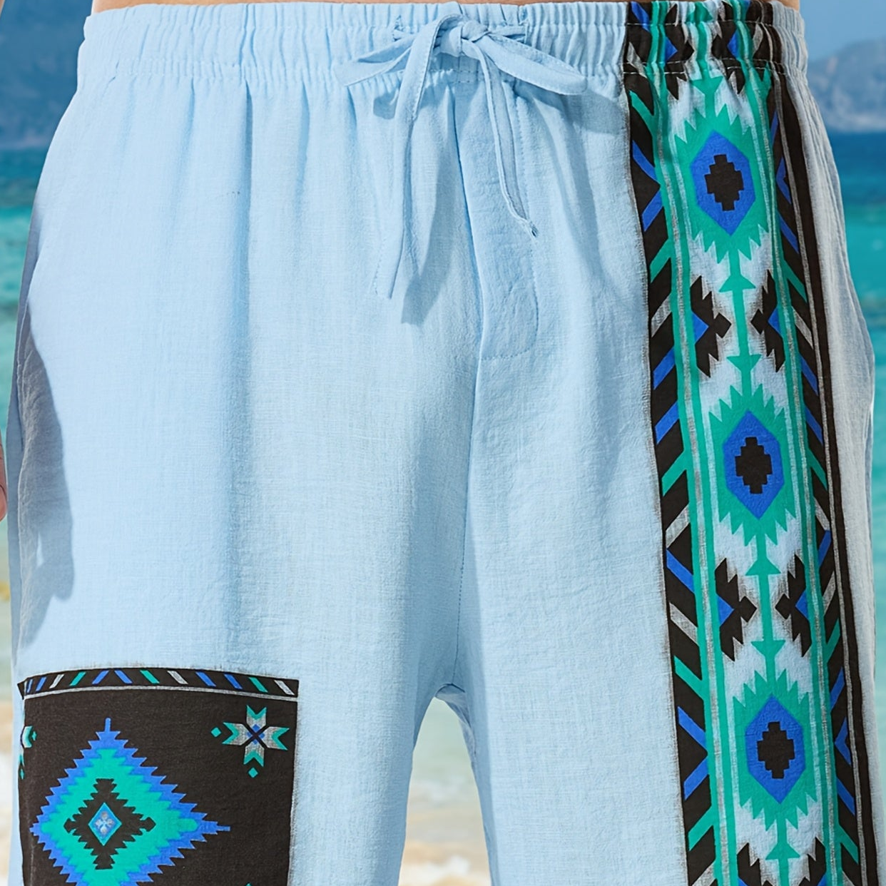 Herren Ethno-Shorts mit geometrischem Muster – Freizeit & Urlaub, moderner Look