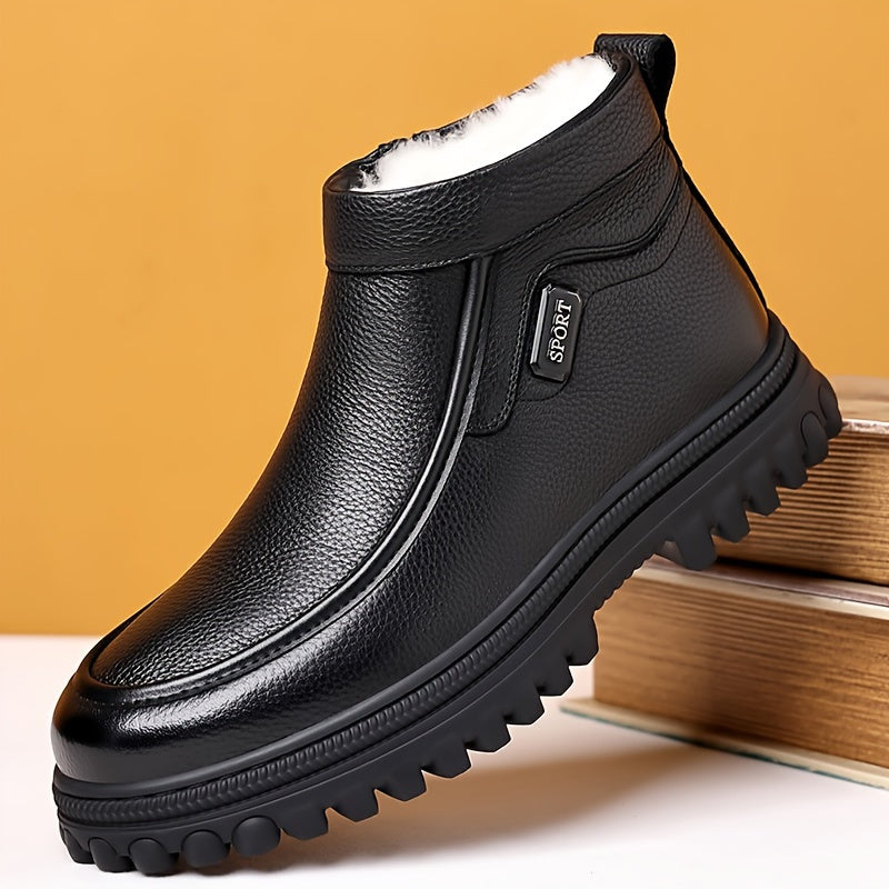 Schwarze Winter Stiefeletten Herren mit Warmfutter & griffiger Sohle
