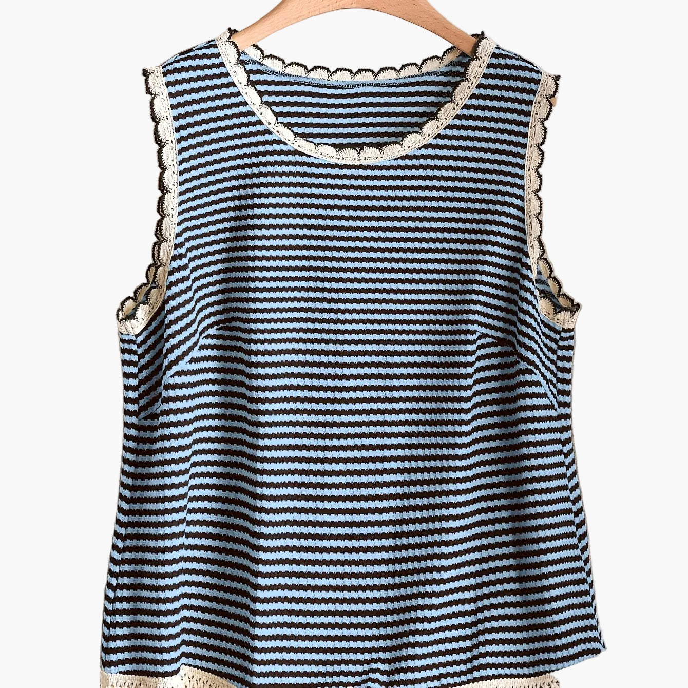 Damen Elegantes Strick-Tanktop mit Fransen und Streifen – Ideal für Frühling & Sommer