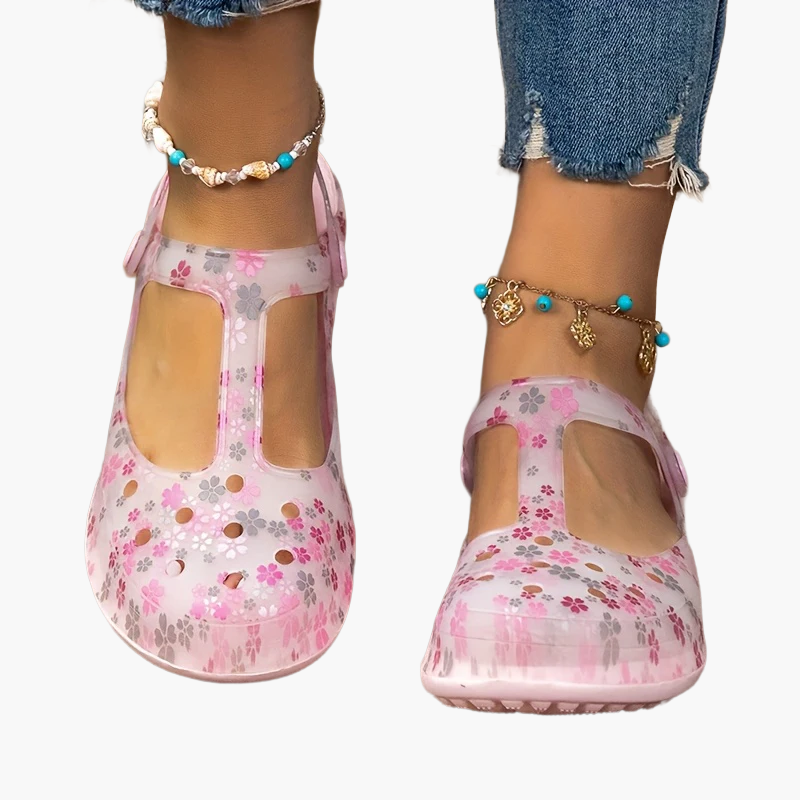 Damen Bequeme Freizeit Mary Jane Schuhe mit Blumenmuster – Alltag & Urlaub