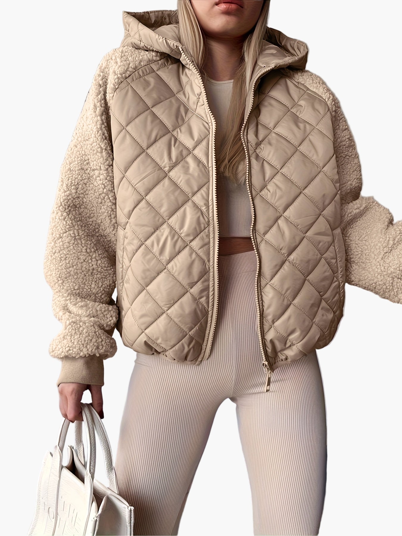 Damen Steppjacke im modernen Streetwear-Stil mit Kapuze – Übergangsjacke für Alltag und Freizeit