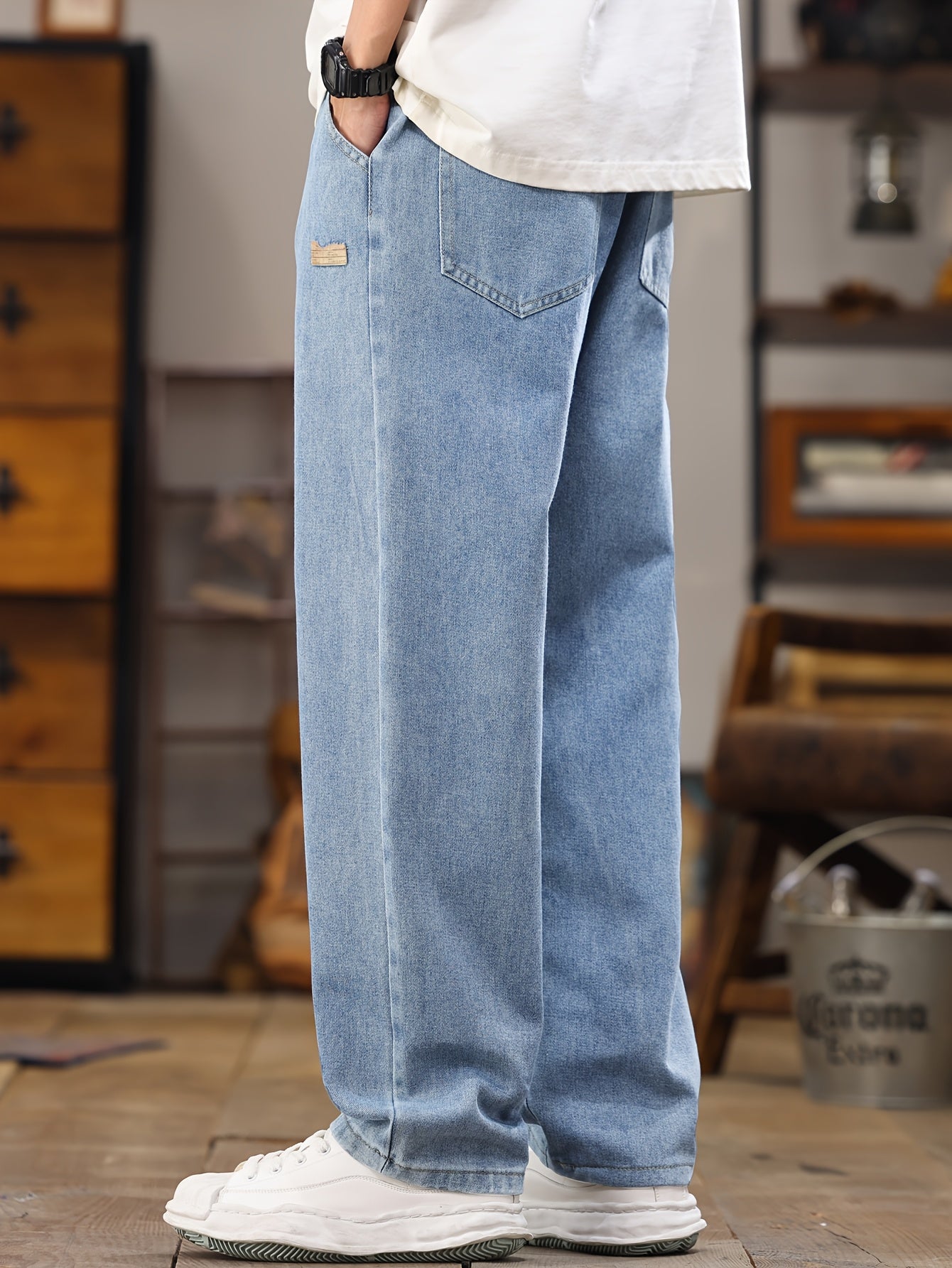 Herren Relaxed Fit Jeans Jogginghose – Modischer Freizeit-Look mit Kordelzug
