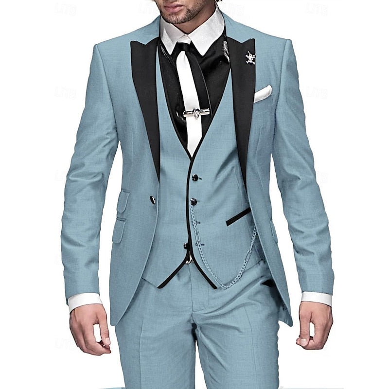 Herren 3-teiliges Slim-Fit Anzugset mit Weste – Eleganter Hochzeits- & Galaanzug