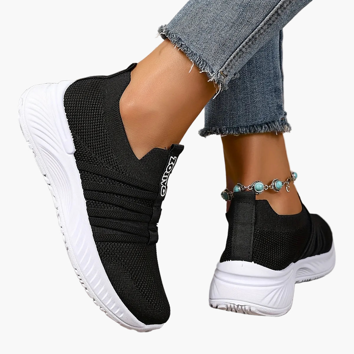 Damen Slip-On Freizeitschuhe mit Streifen – Bequeme Alltagssneaker für Freizeit & Spaziergänge