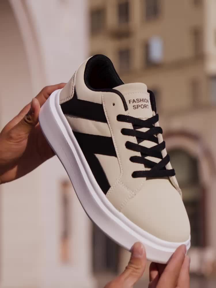 Herren Sneaker Streetstyle Low-Top mit Plateau und Kontrast-Design – Urbaner Alltagsschuh