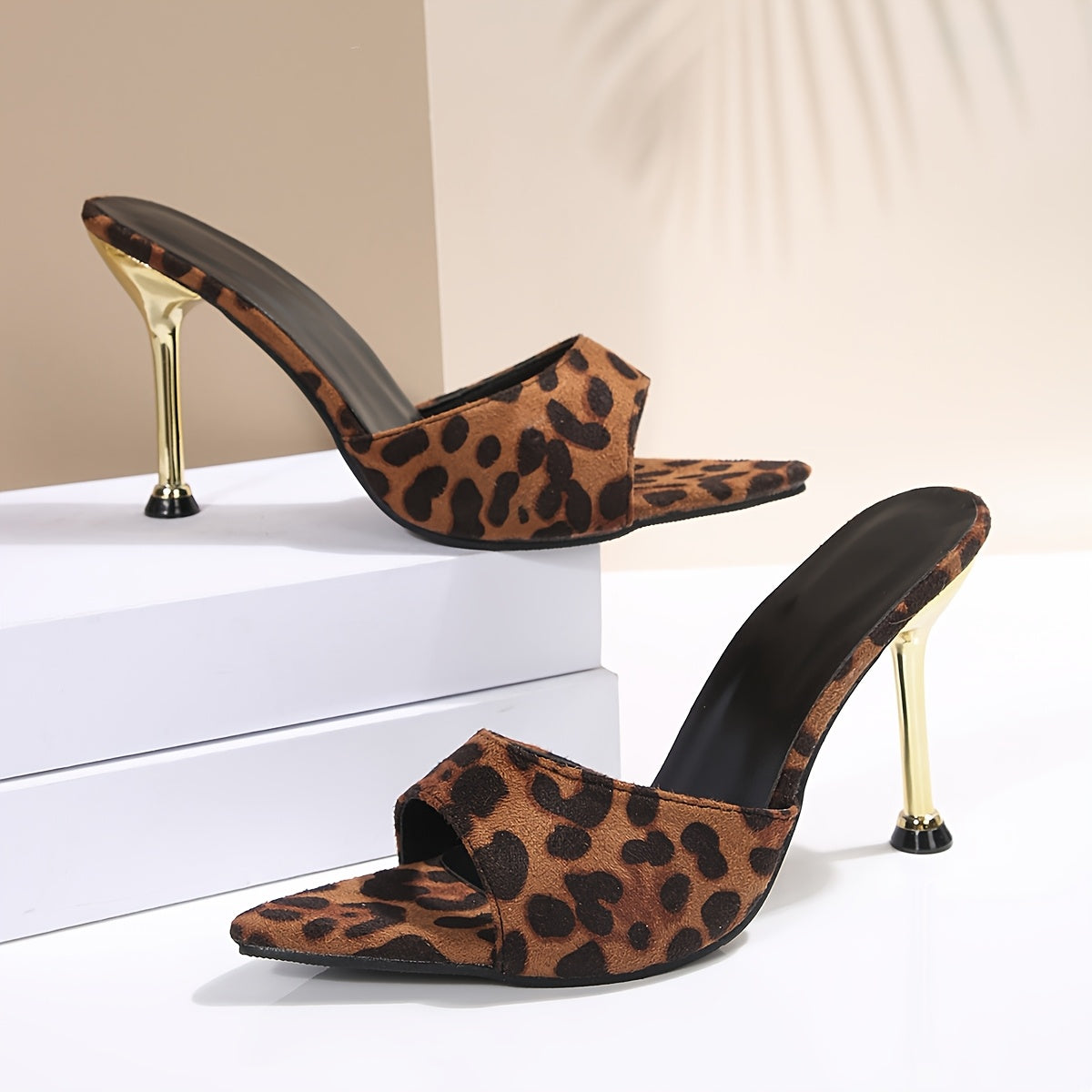 Damen High Heel Stiletto Mules mit Animal-Print für stilvolle Abende und Events
