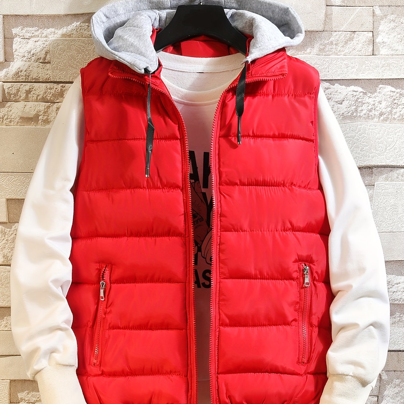 Steppweste mit Kapuze Herren/Unisex Gepolsterte Outdoor Weste Reißverschluss