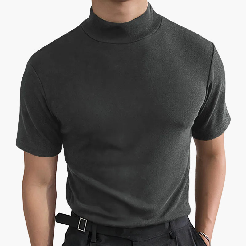 Herren Stretch-T-Shirt mit Stehkragen – Modernes Basic für Business und Alltag