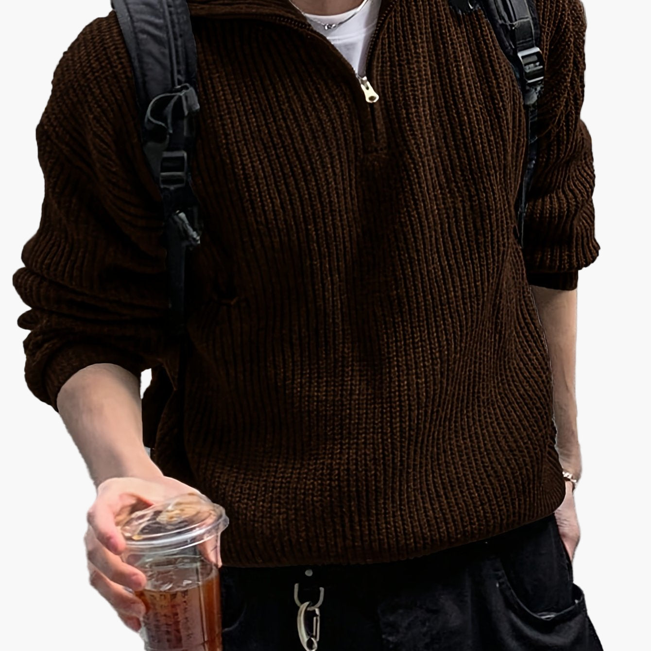 Herren Strickpullover mit Reißverschluss – Lässiger Freizeitstil für Frühling & Herbst
