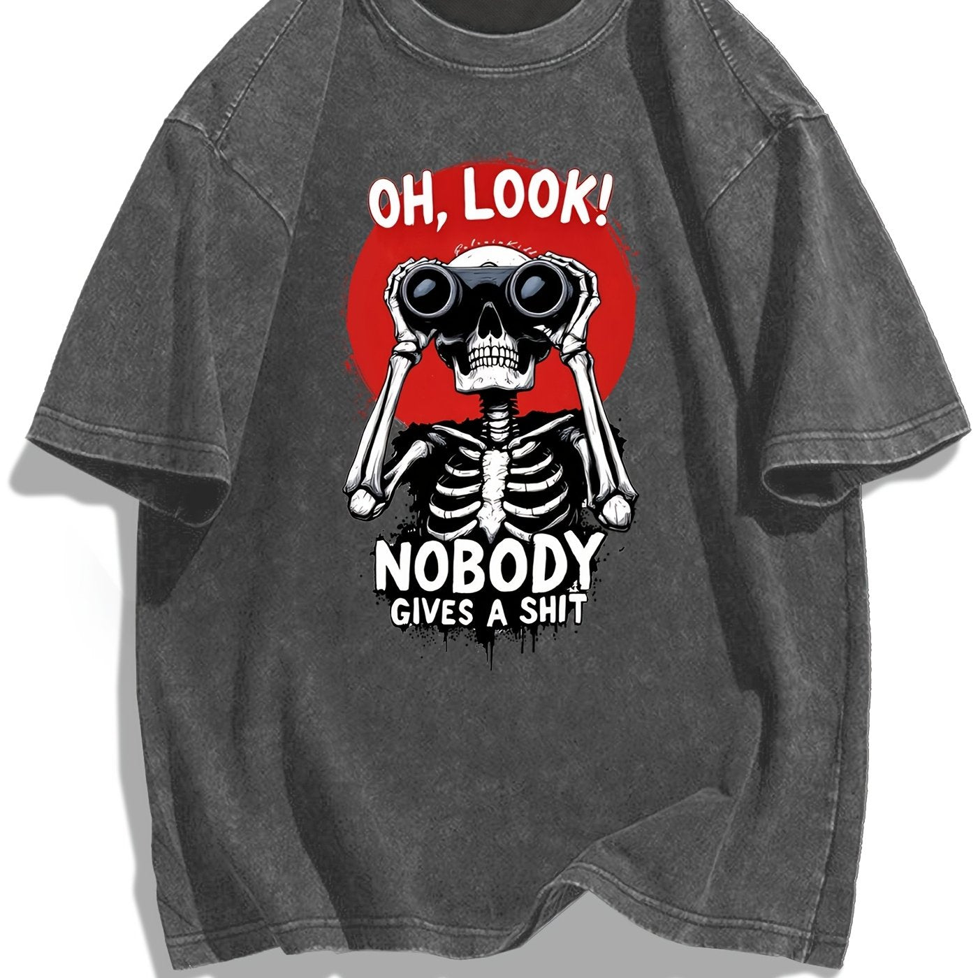 Herren Oversize Statement T-Shirt mit Skelett und lustigem Spruch – Streetwear Grafikshirt