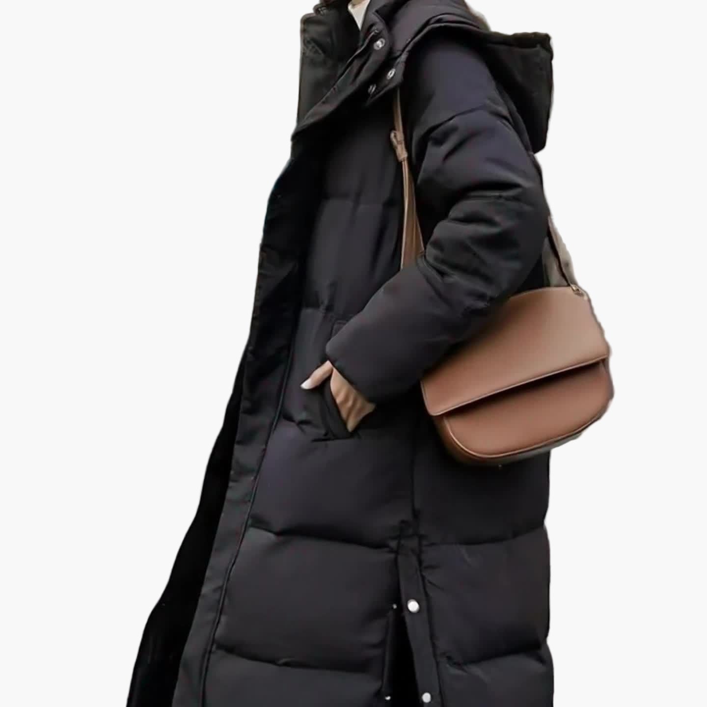 Damen Steppmantel Winter Elegant Lang mit Kapuze – Perfekt für kalte Tage