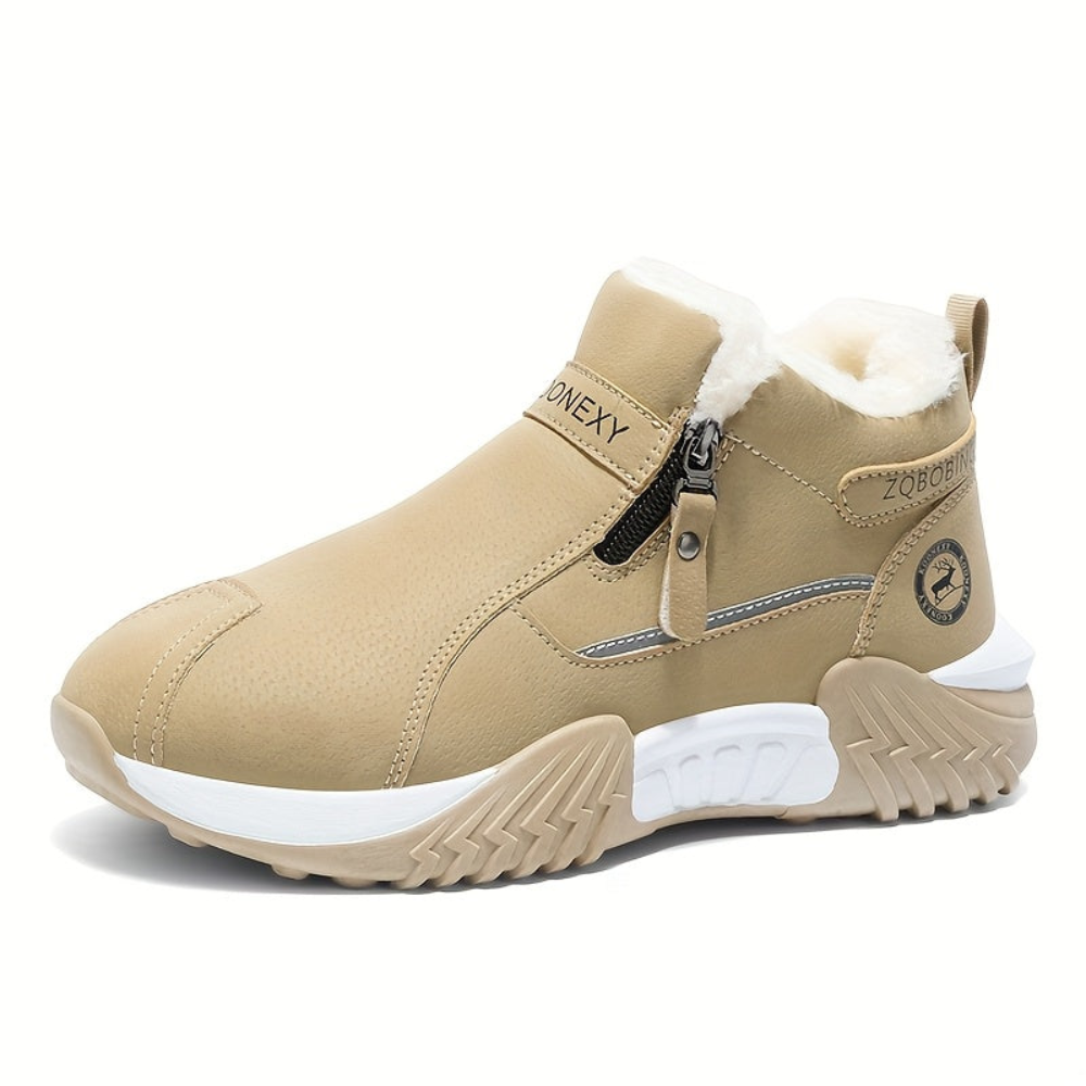 Unisex Winterstiefel gefüttert mit Reißverschluss, rutschfeste Sohle, Warmhaltende Schneeschuhe