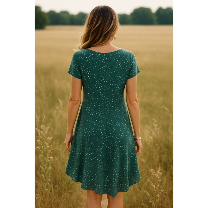 Damen Sommerkleid Casual Elegant Kurzarm Freizeitkleid für Alltag und Urlaub