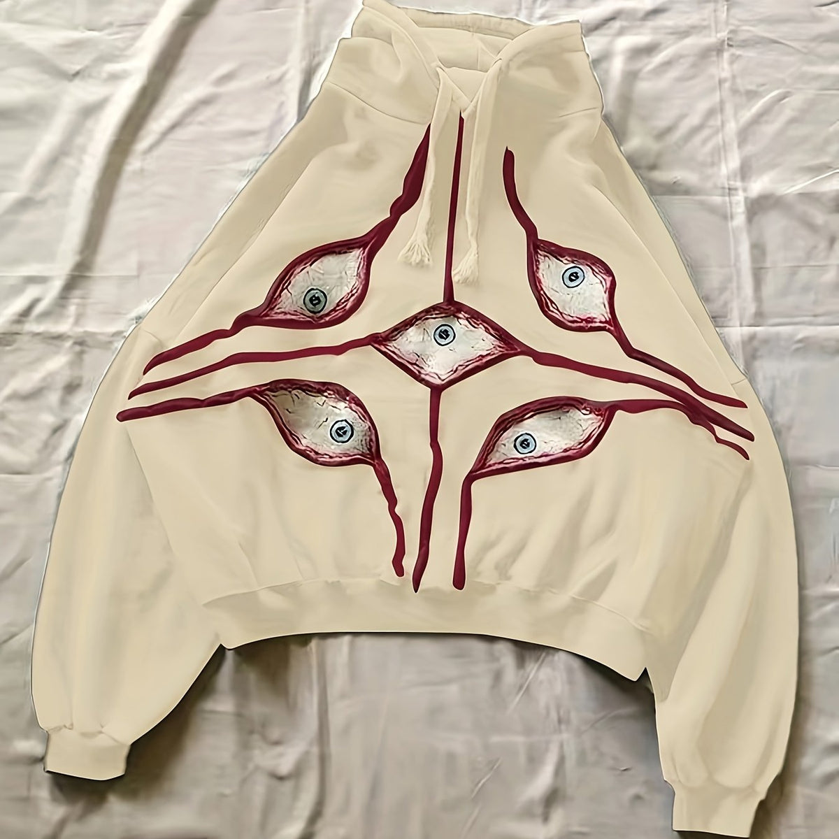 Unisex Hoodie mit Augen-Design, Oversize-Schnitt, verschiedene Farben