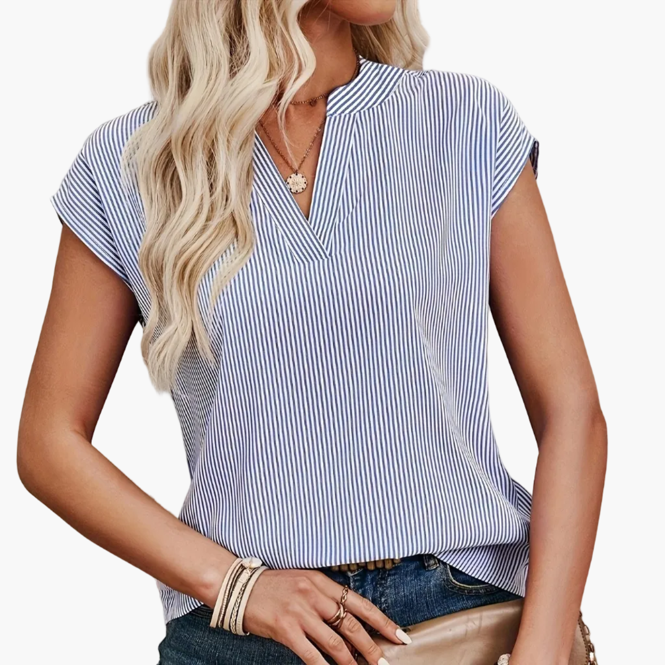 Damen Elegante Gestreifte Bluse im Casual Stil – Perfekt für Büro & Freizeit