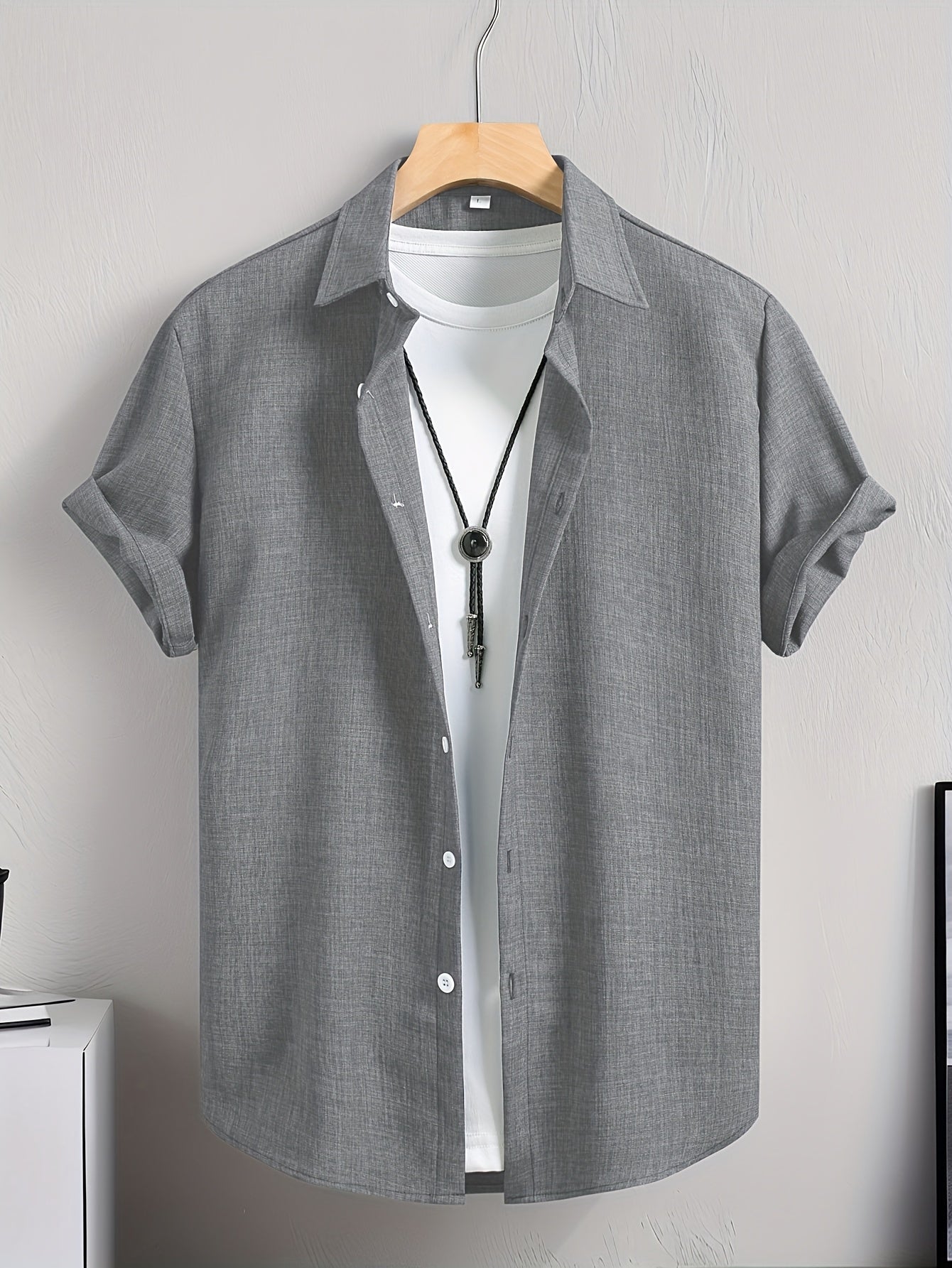 Herren Casual Kurzarm Hemd mit T-Shirt Layering Look – Stylisches Sommer Freizeithemd