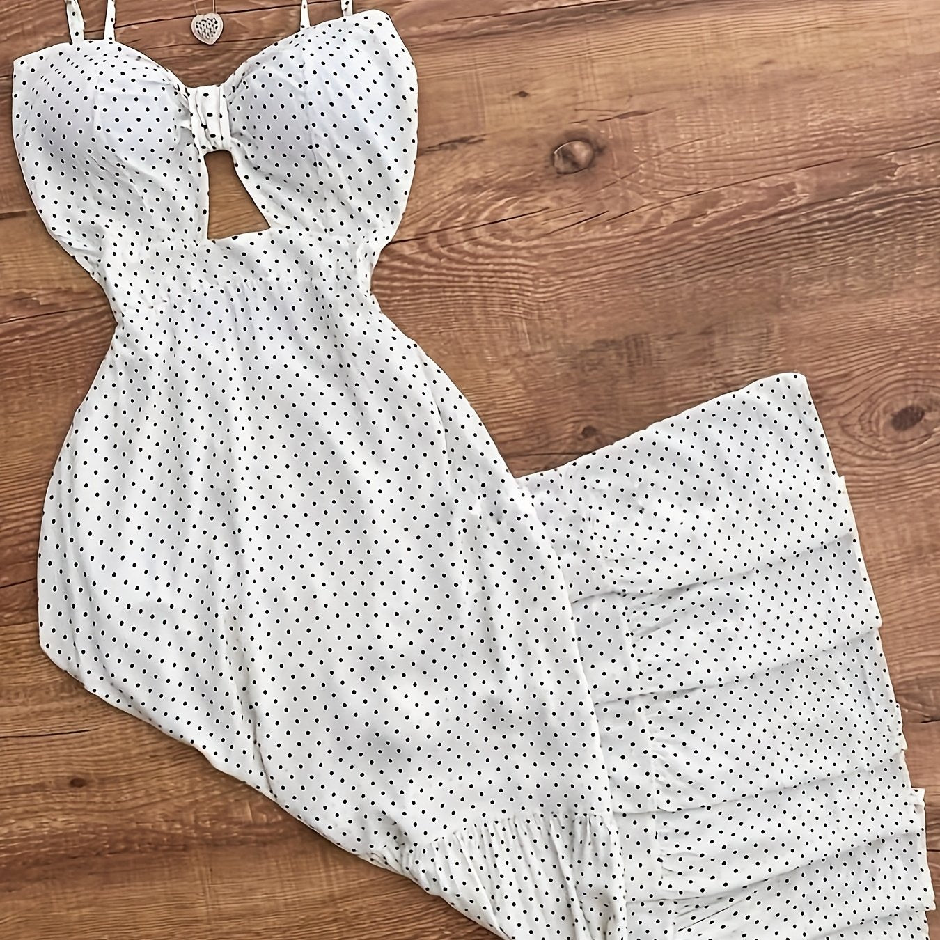 Damen Maxikleid Vintage-Stil mit Punkten und Volants – Eleganter Sommer-Look