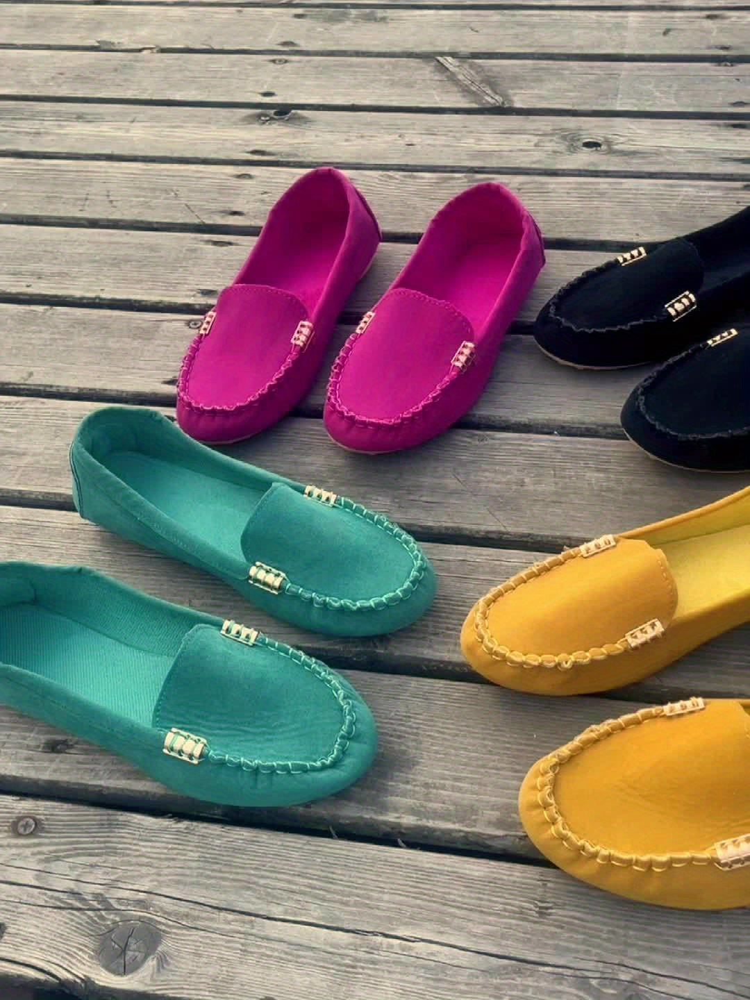 Damen Mokassins Slip-On Bequeme Casual-Loafer Schuhe