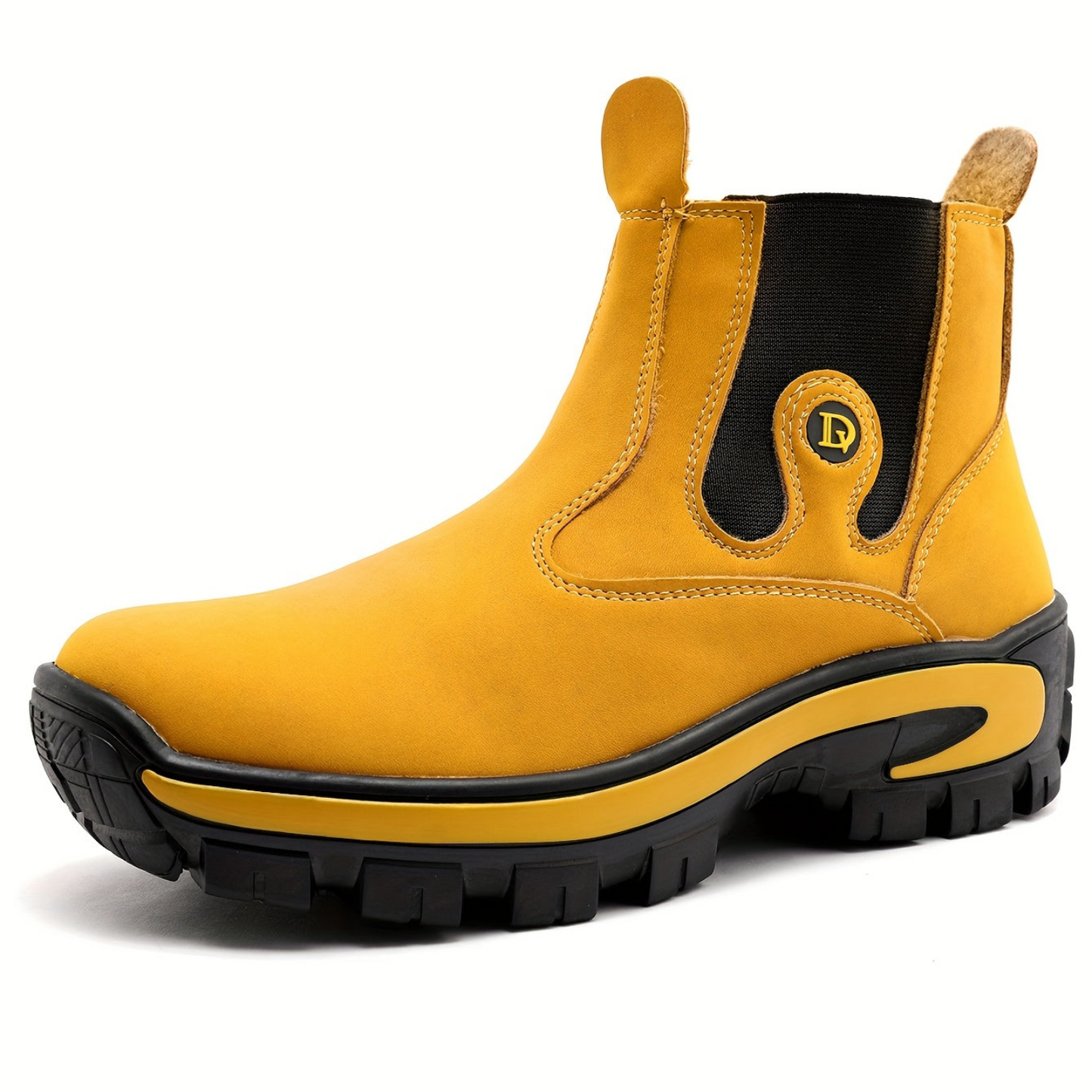 Chelsea Boots Herren Gelb Schwarz mit Profilsohle und Elastikeinsatz
