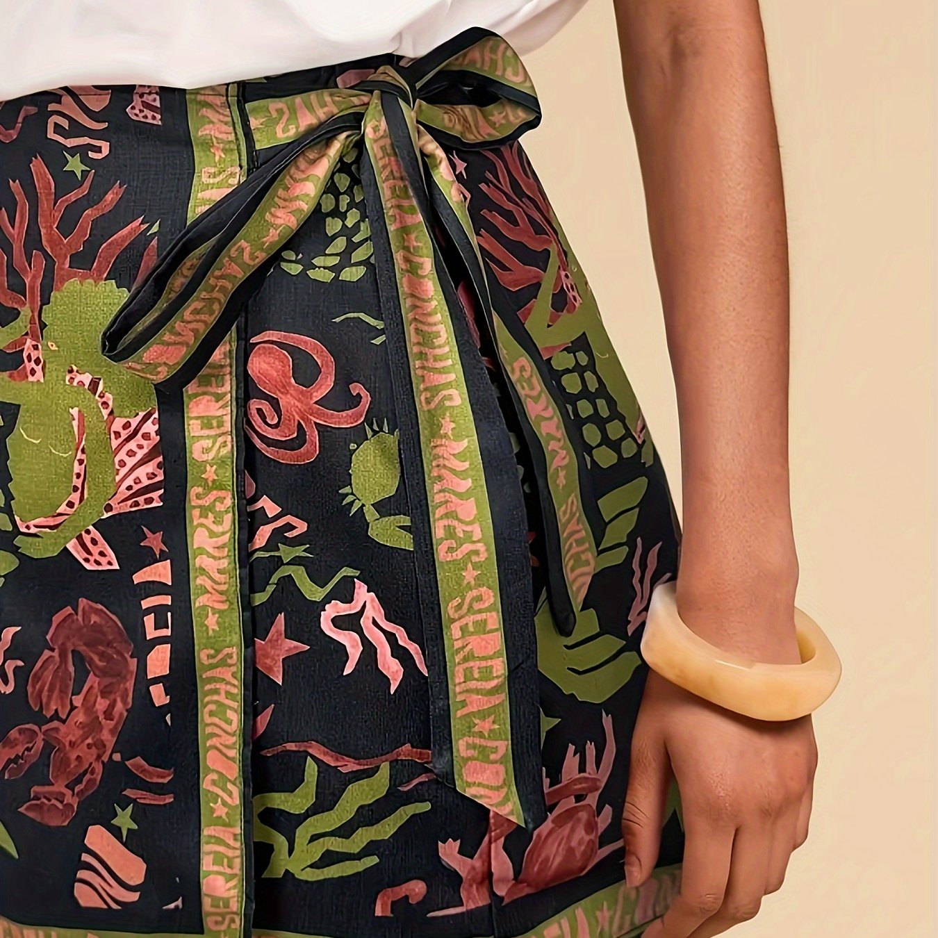 Damen Wickelrock Mini mit Meerjungfrau-Print und maritimen Motiven – Modischer Sommerrock für Freizeit und Urlaub