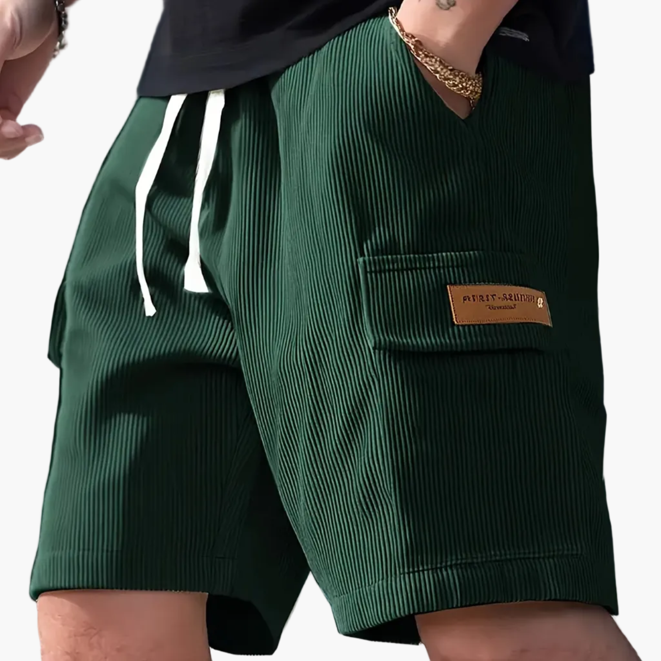 Herren Freizeithose – Modische gestreifte Shorts mit Kordelzug und Seitentasche, ideal für Alltag & Urlaub