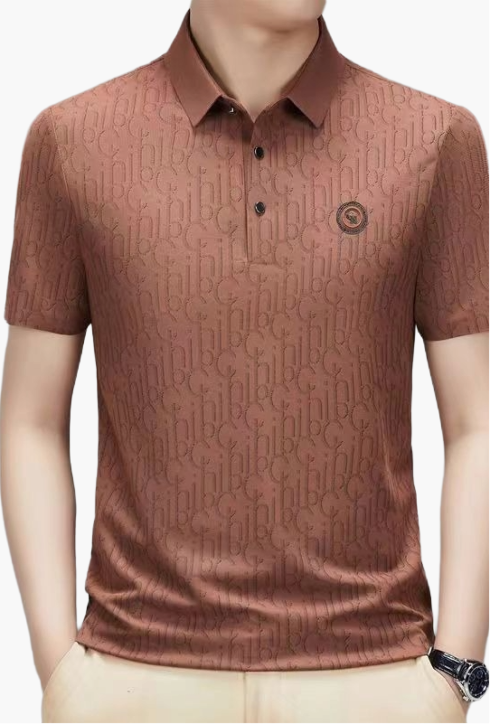 Herren Poloshirt mit modernem Muster und Knopfleiste – Stilvoll für Freizeit & Alltag