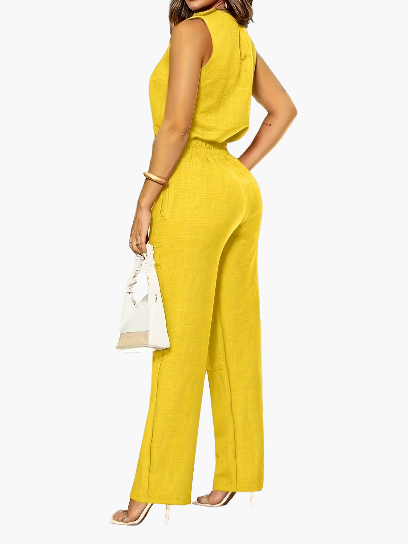 Damen Eleganter Jumpsuit für Büro & Alltag – Weit geschnitten, ärmellos, stilvoll