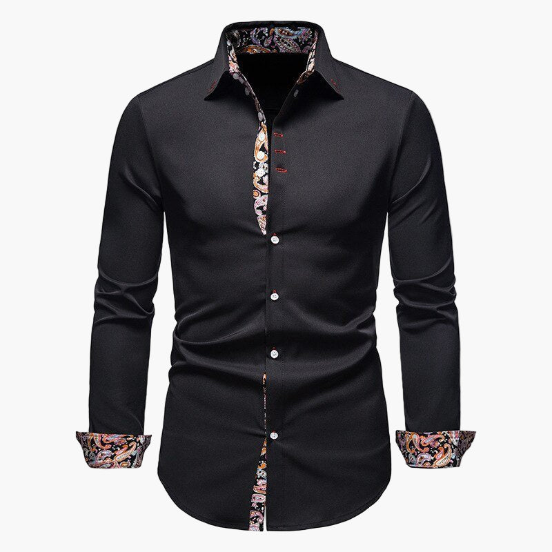 Herren Langarmhemd Modern Elegant Business Freizeithemd mit Akzentmuster