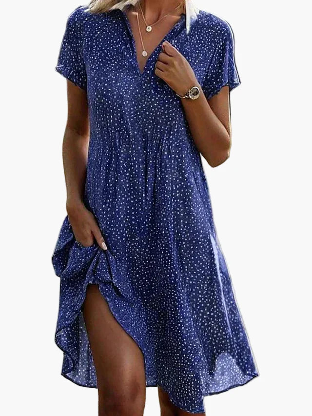 Damen Hemdblusenkleid Kurzarm Freizeitkleid Sommer Midi – Zeitloser Stil für Alltag & Büro