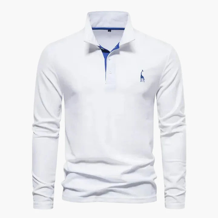 Herren Langarm-Poloshirt mit Logo-Stickerei