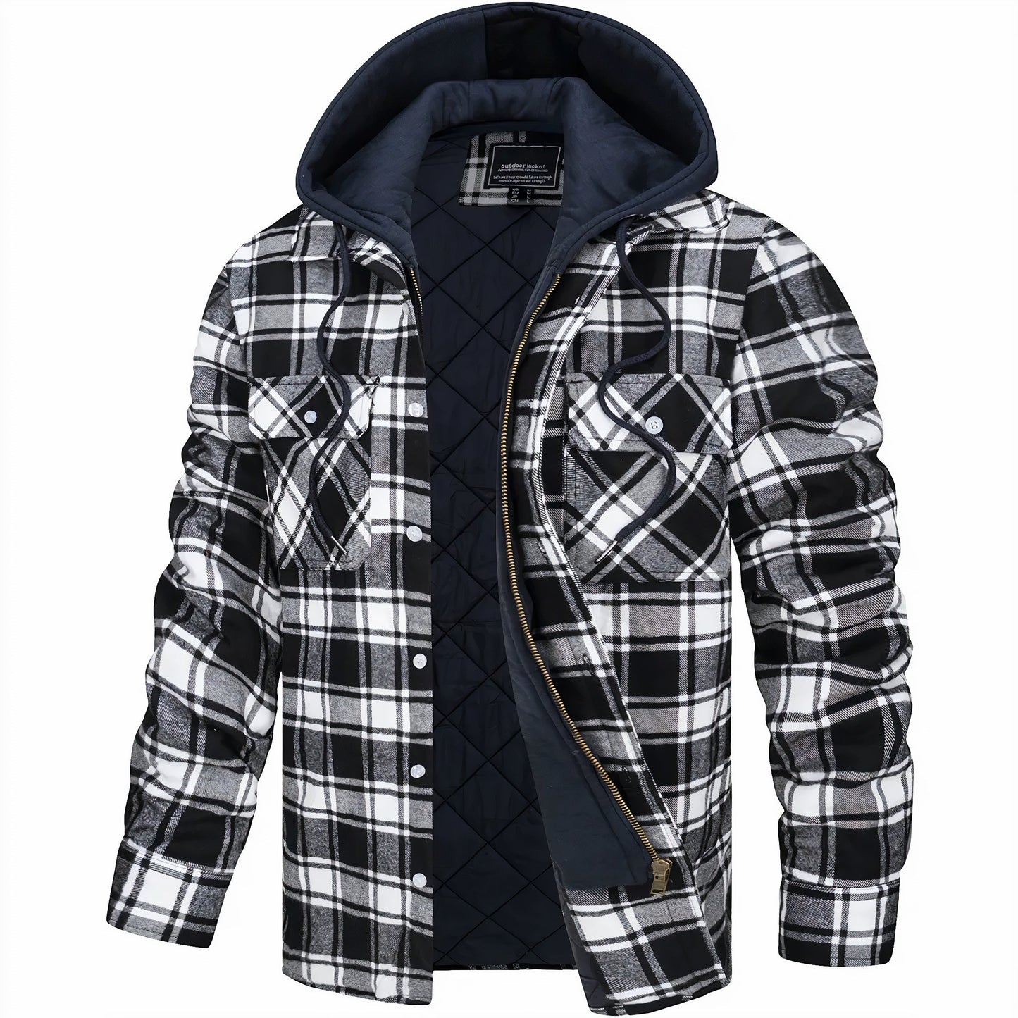Leon - Karierte Jacke mit Kapuze und Futter