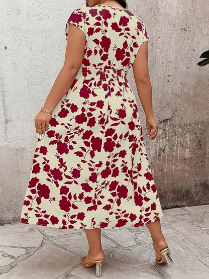 Damen Elegantes Wickelkleid mit Blumenmuster und Taillendetail – Perfekt für Freizeit & Sommer