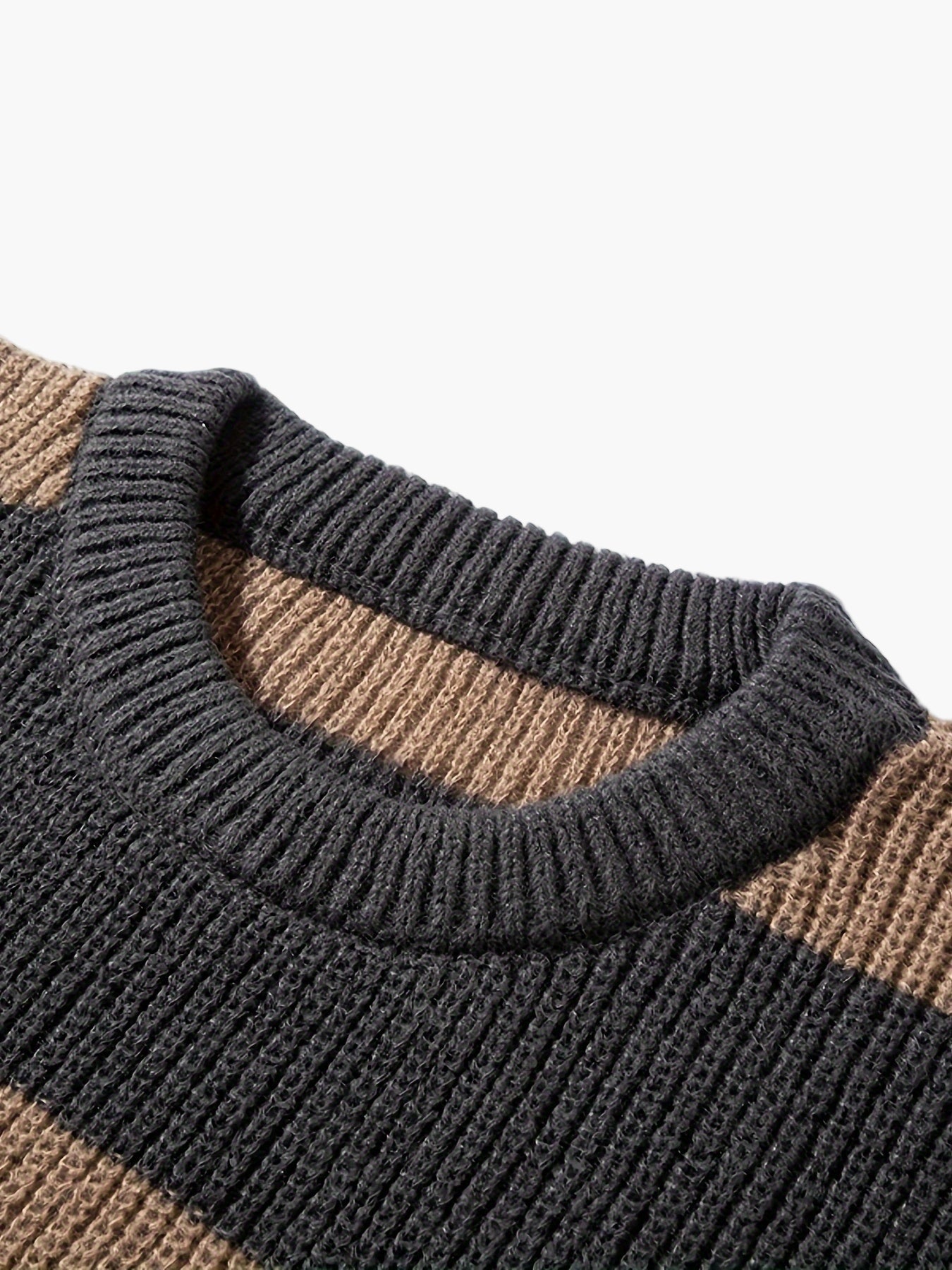 Herren Grobstrick Pullover mit Streifenmuster – Lockerer Casual Style für Herbst und Winter