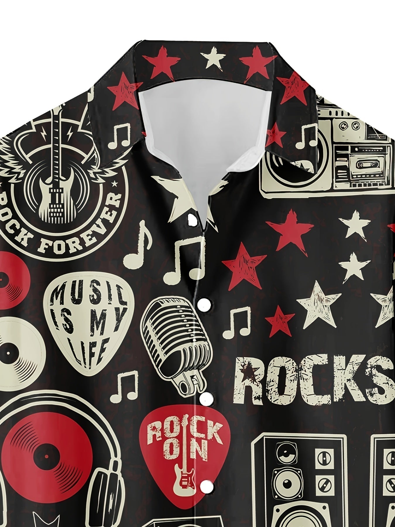 Herren Rockmusik Festival Hemd mit Grafikdruck – Rock Star Stil Kurzarm Freizeithemd