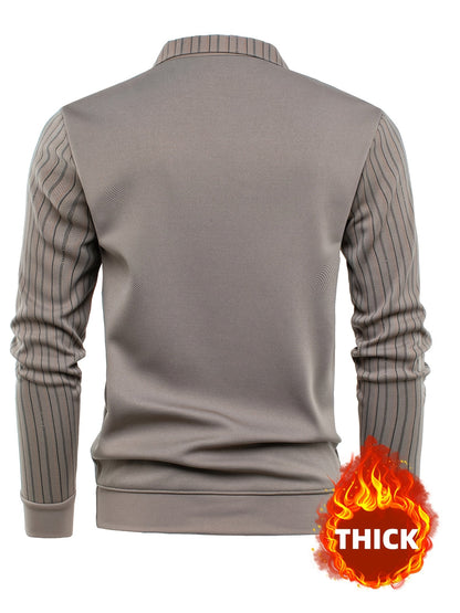 Herren Langarmshirt mit V-Ausschnitt Optik & gestreiften Ärmeln