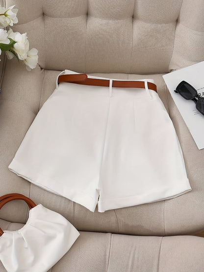 Damen Elegante High-Waist Shorts mit Gürtel – Perfekt für Büro und Freizeit