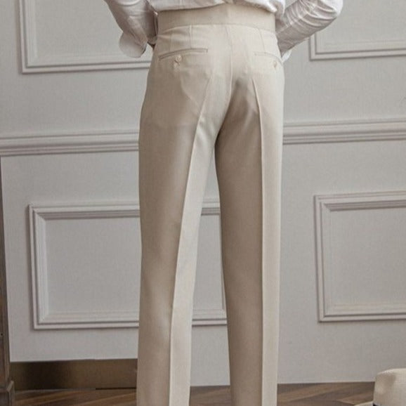 Herren Bundfaltenhose Beige Kurz Geschnitten Casual Business